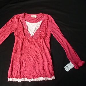 Pink layered boho top NWT 10/12
